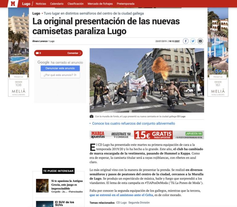 MARCA: «La original presentación de las nuevas camisetas paraliza Lugo»