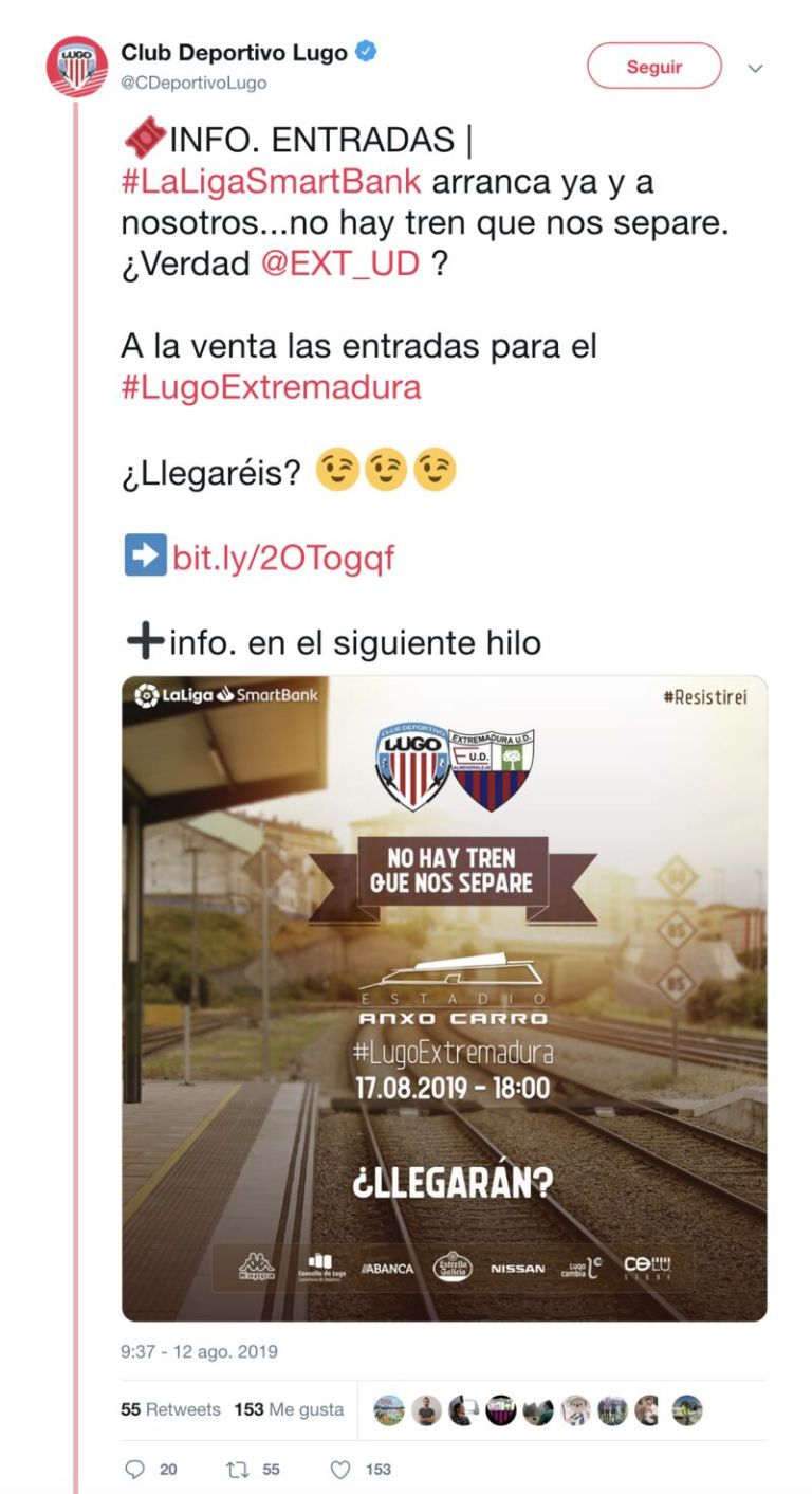 Cartel en redes para la venta de entradas: «no hay tren que nos separe»